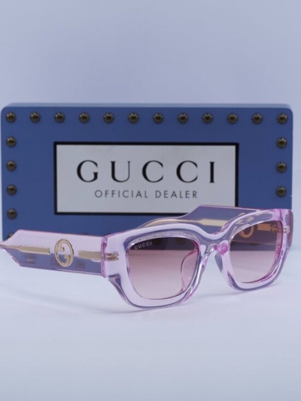 Gucci GG1558SK 003 Women Rectangle Sunglasses - Pink \ Burgundy
